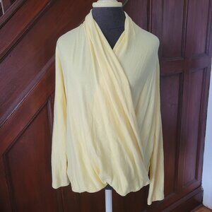 Yellow Drape Front Long Sleeve Cardigan By Pure Good Size S